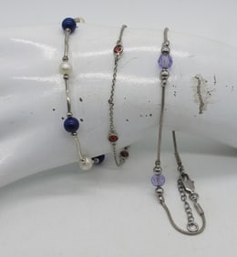 3 Pretty 925 Beaded Bracelets