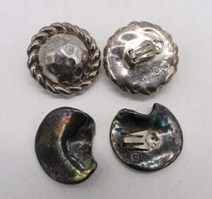 2 Puffy Sterling Clip On Earrings