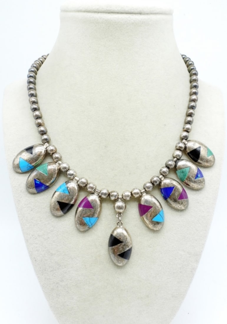 Mexico CII 925 Inlay Necklace (1 of 5)