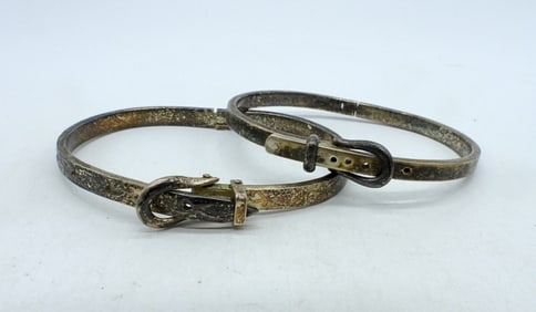 2 Sterling Belted Style Bracelets