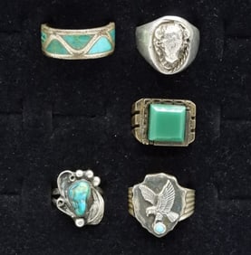 Turquoise, Green Onyx Sterling Rings