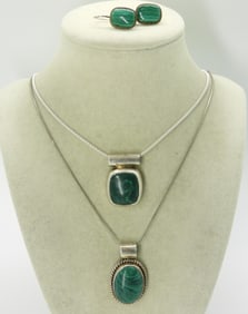 Malachite Necklaces & Earrings in Sterling