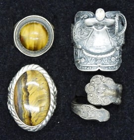 Four 925 Rings, Tigers Eye