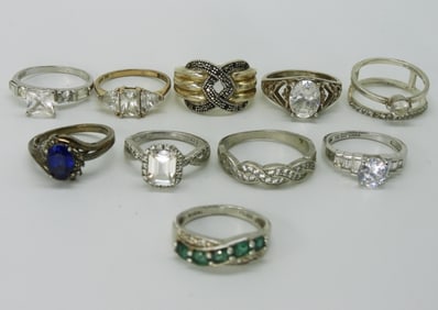10 Sterling Gemstone Rings