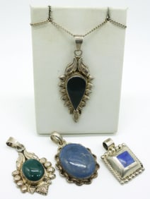 Green Onyx & Lapis Lazuli 925 Pendants