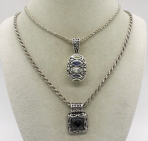 2 Sterling Gemstone Necklaces