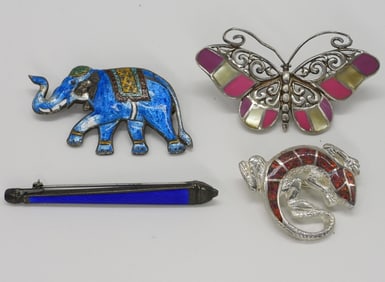 4 Sterling Brooches / Pendants