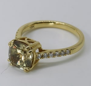 18k Turkizite Diamond Solitaire Ring