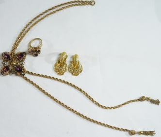 (1) Necklace (1) Ring (1) Pair Of Earrings