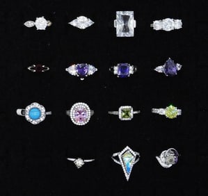 15 Silver Tone Rings
