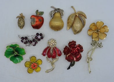 10 Fruit & Flowers Pins