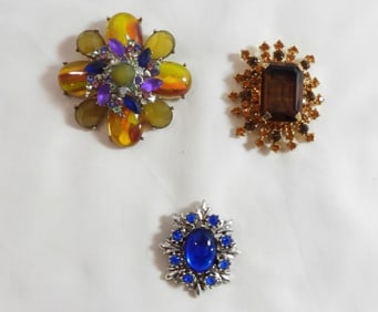 3 Sparkly Woman's Pins