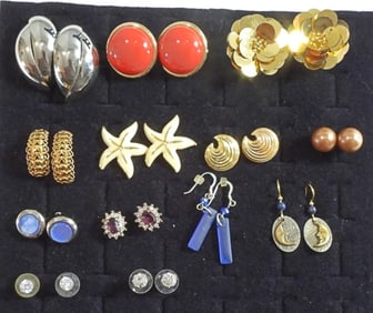 12 Assorted Gold Tone Earrings