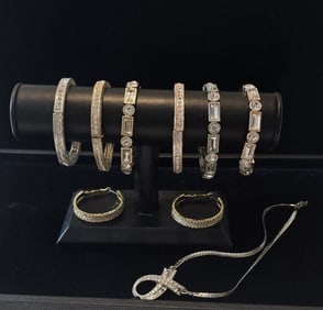 Extra Sparkly Bracelets, Necklace and Earrings