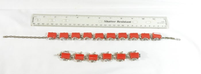 Set of Red and Silver Tone Jewelry