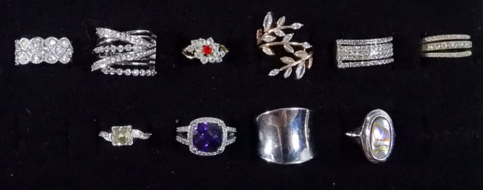 10 Silver-tone Rings