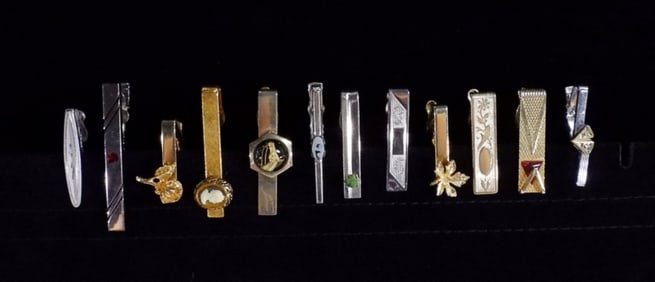 12 Gold And Silver-tone Tie Clips