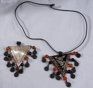 (2) Large Triangular Pendants