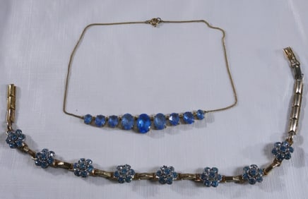 (2) Blue Gem Stone Necklaces
