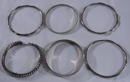 (6) Silver Tone Bracelets