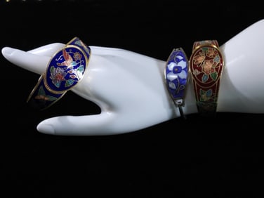 (3) Floral Enamel Bracelets