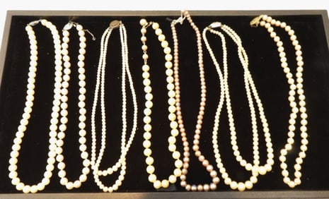 7 Vintage Faux Pearl Necklaces