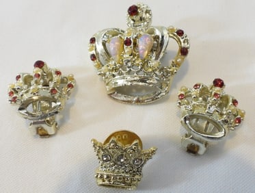 Crown Brooch & Earring Set