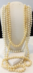 2 Extra Long Faux Pearl Necklaces