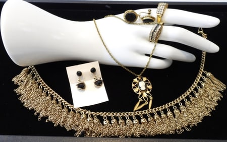 2 Necklaces, Earrings, Rings Set
