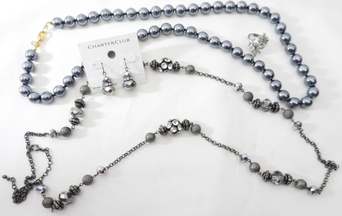 Faux Pearl Necklaces, A Ring, & Earrings (1 of 1)