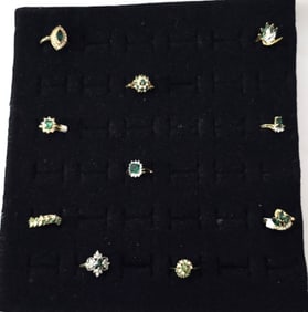 10 Women's Green & White Stone Rings