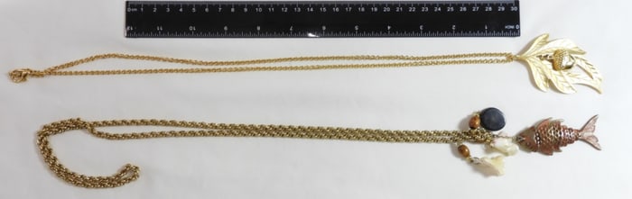 (2) Long Gold Tone Necklaces