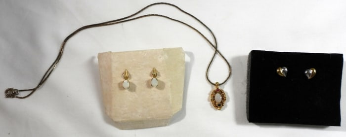 (2) Pair Of Post Earrings And Necklaces