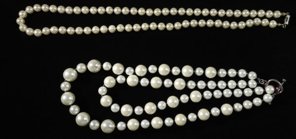 (2) Faux Pearl Necklaces