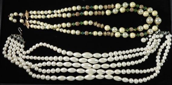 (2) Faux Pearl Necklaces