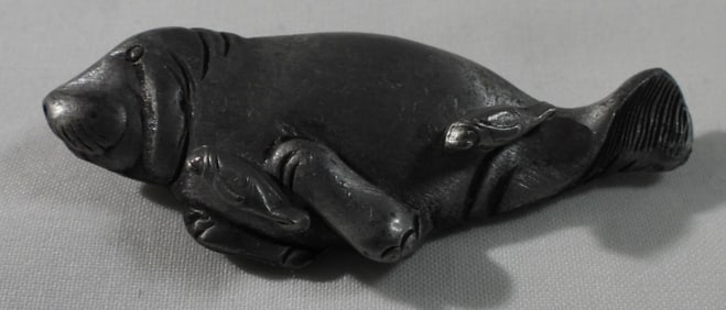 Pewter Manatee Pin With Earrings
