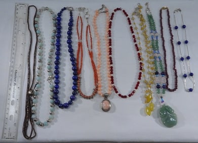 10 Assorted, Colorful Necklace Collection