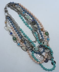 Multi-Strand Beaded And Chain Necklace