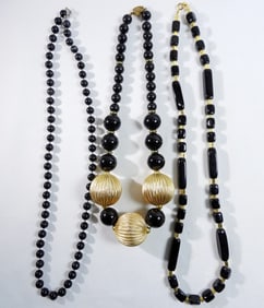 2 Black And Gold-tone Necklaces