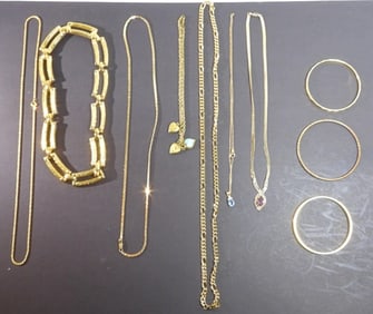 10 Gold Tone Necklaces and Bracelets