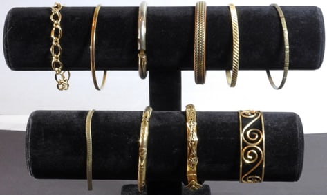 10 Gold Tone Bracelets