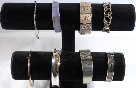10 Silver Tone Bracelets