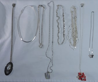 8 Sliver Tone Necklaces
