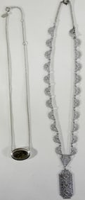 2 Women's Silver-tone Necklaces
