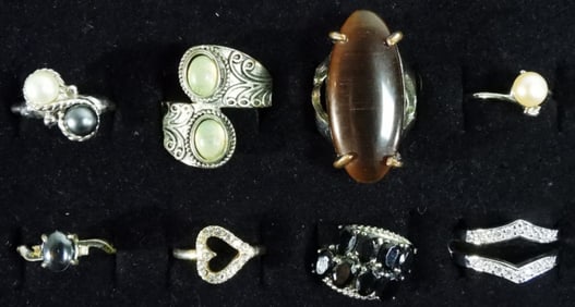 8 Silver-tone Women's Rings