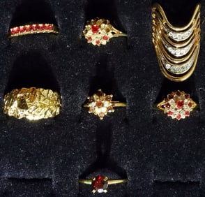 7 Gold-tone  Rings