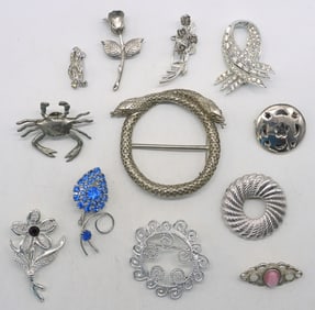 12 Silver Tone Pins