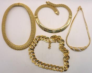 4 Thick Gold Tone Necklaces