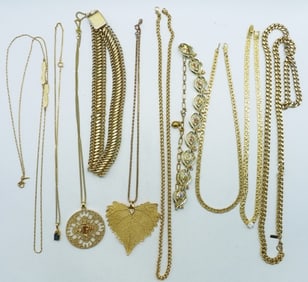 10 Gold Tone Necklaces
