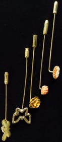 5 Gold-tone Hat Pins